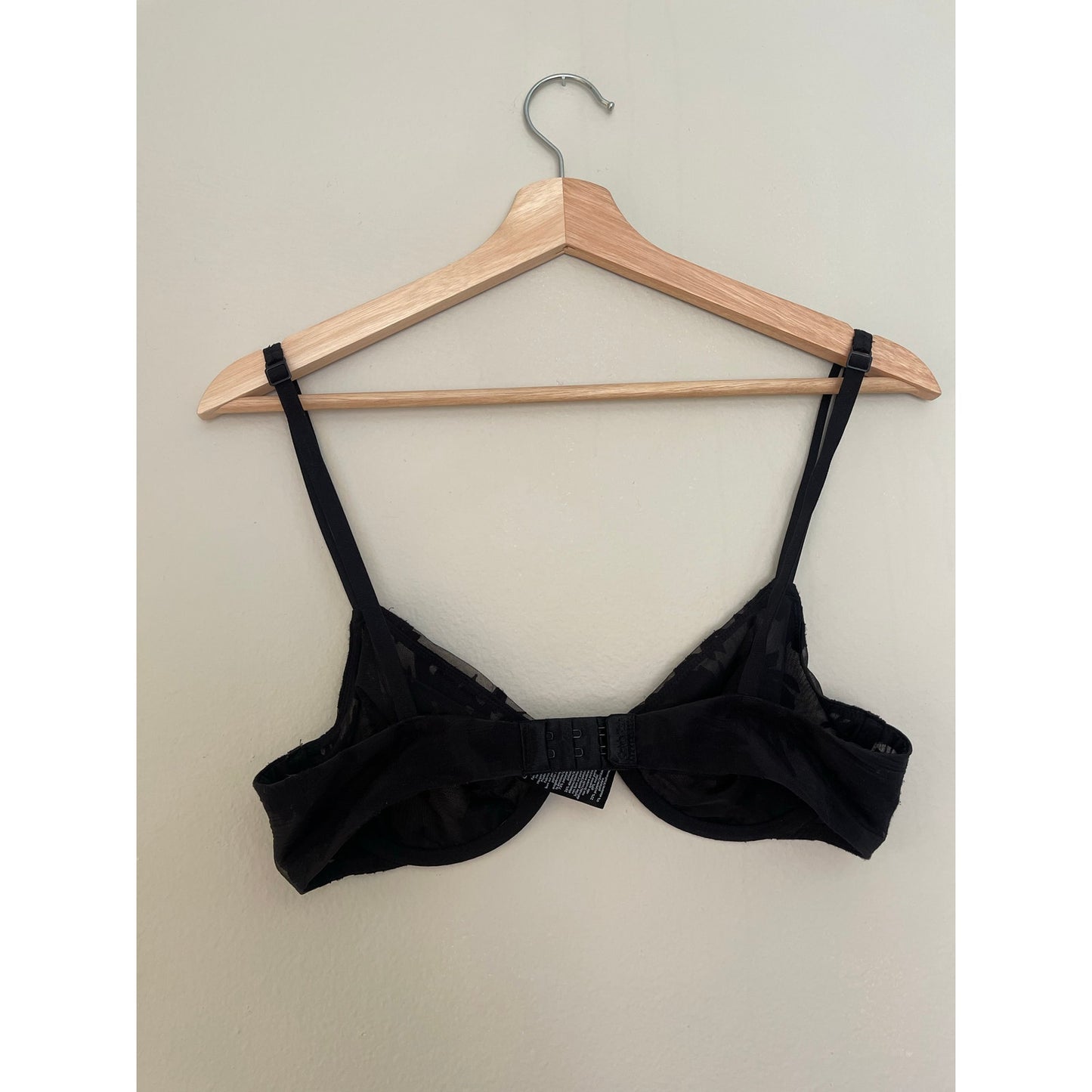 Calvin Klein Black Floral Embroidered Mesh Bra - Size 34C