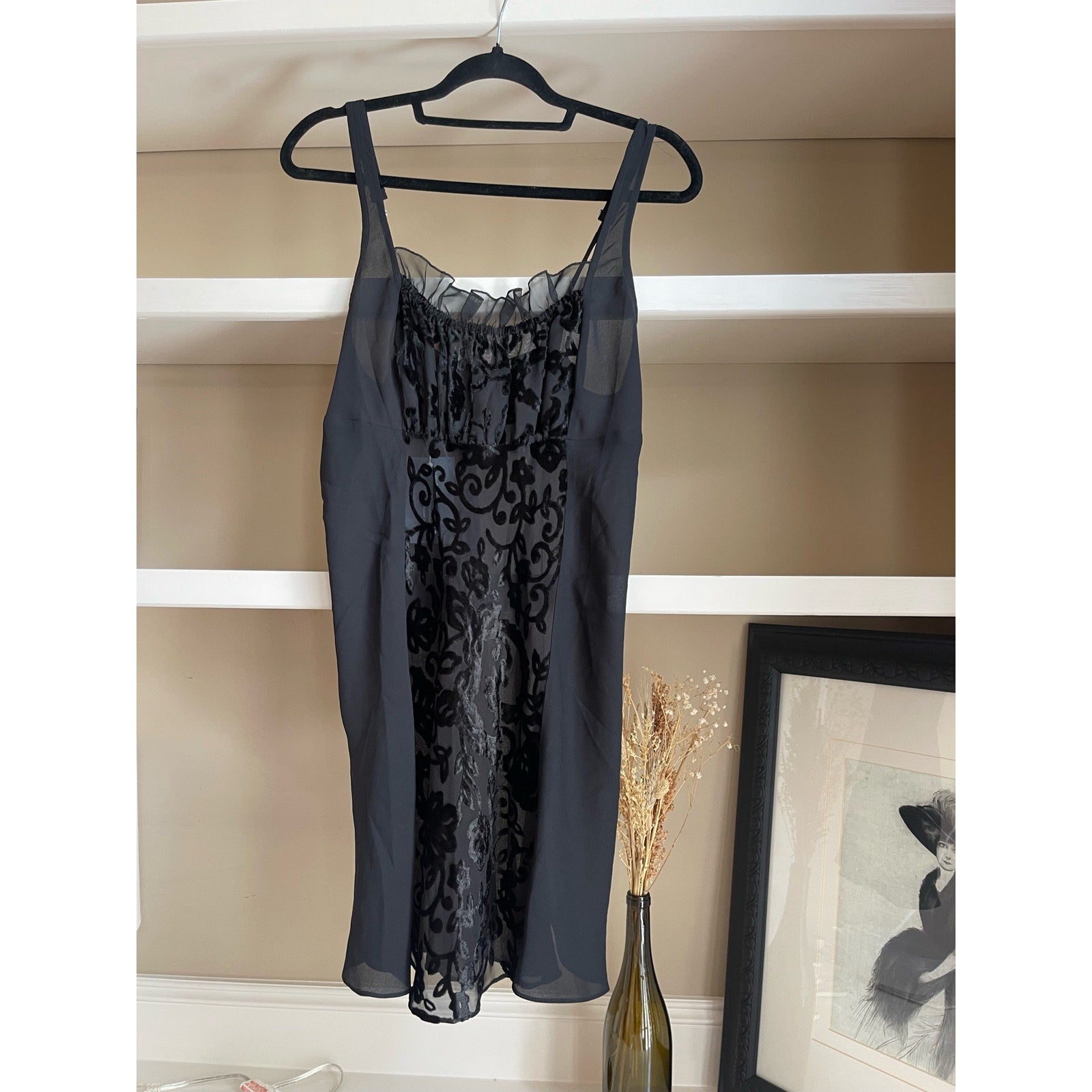 Victoria's Secret Gold Label Black Burnt Velvet Midi Slip Dress Nightg West of Vintage Victoria's Secret Gold Label Black Burnt Velvet Midi Slip Dress Nightg West of Vintage