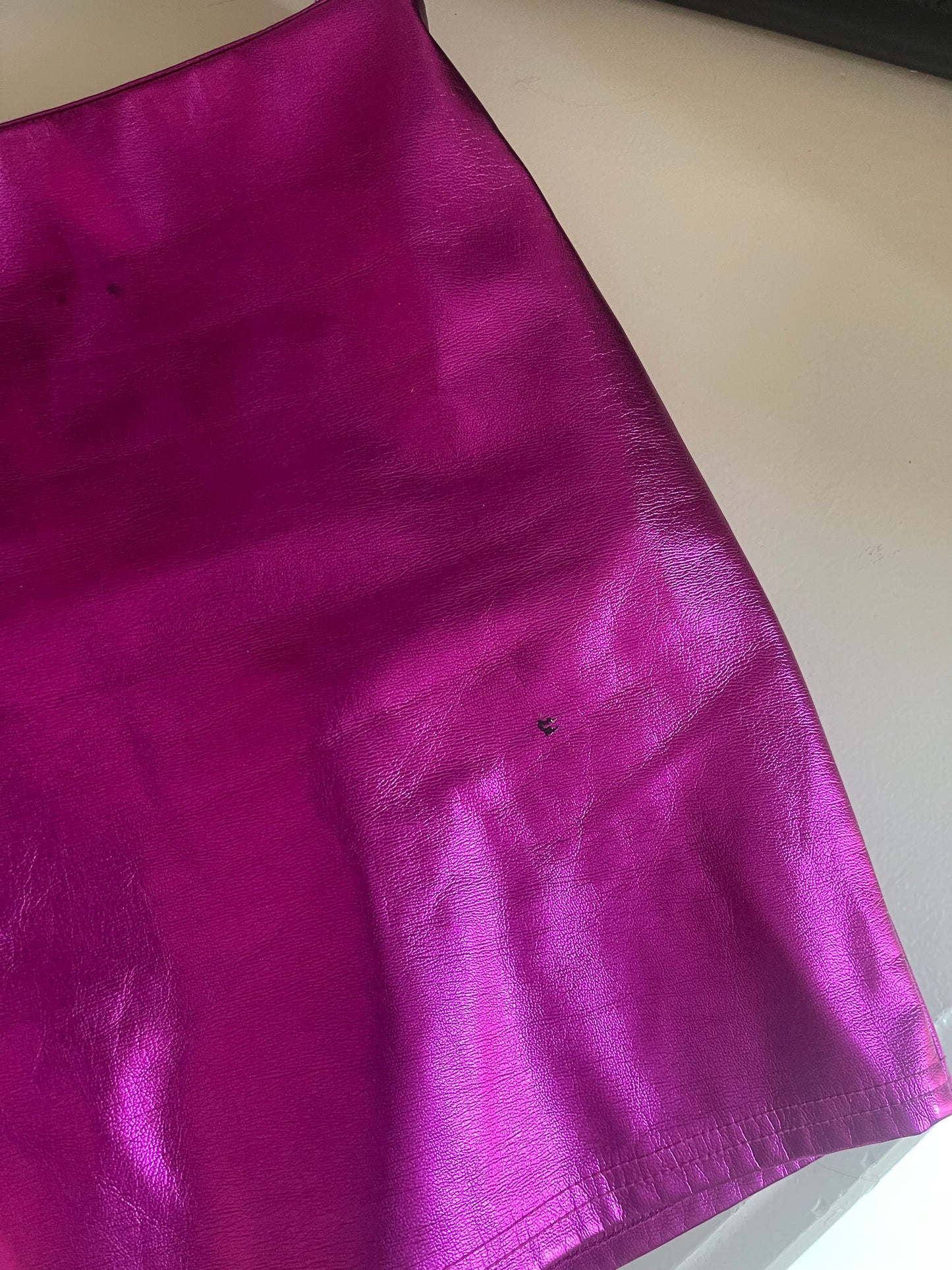 Magenta Metallic Mini Skirt - Size Medium