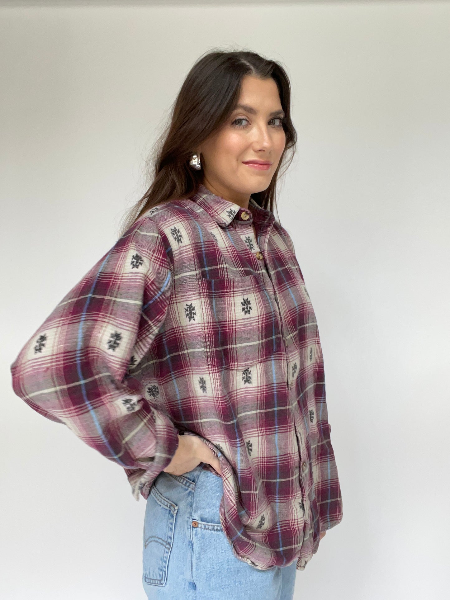 Vintage Southwest Flannel Red and Blue - Size XL