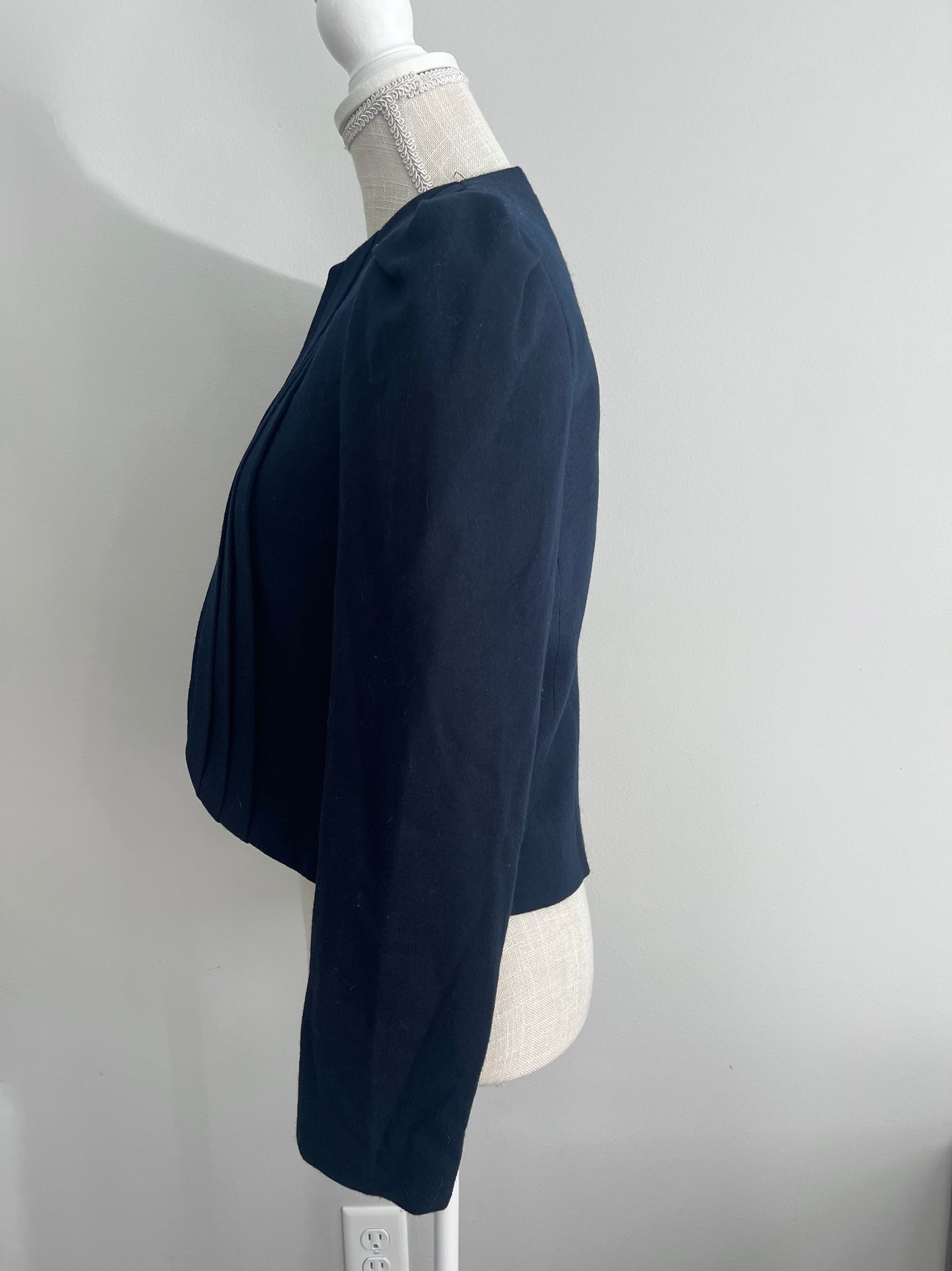 Vintage Ann Stevens Navy Wool Cropped Blazer