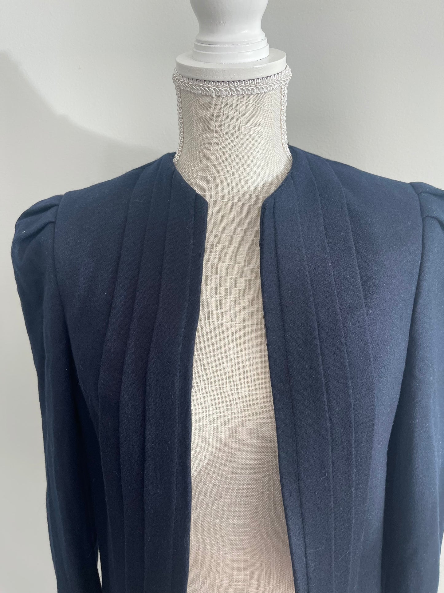 Vintage Ann Stevens Navy Wool Cropped Blazer