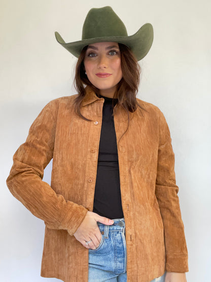 Coldwater Creek Caramel Suede Leather Jacket - Size M