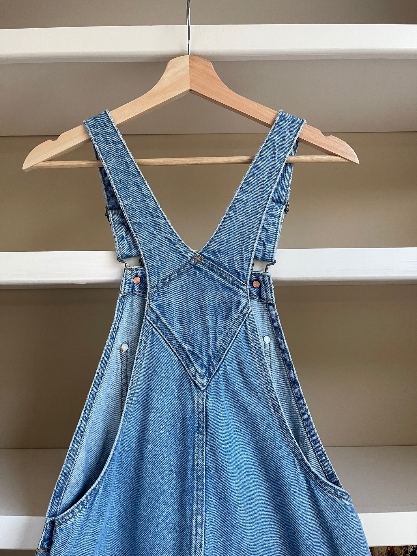 Light Wash Straight Leg Overalls - Size XS