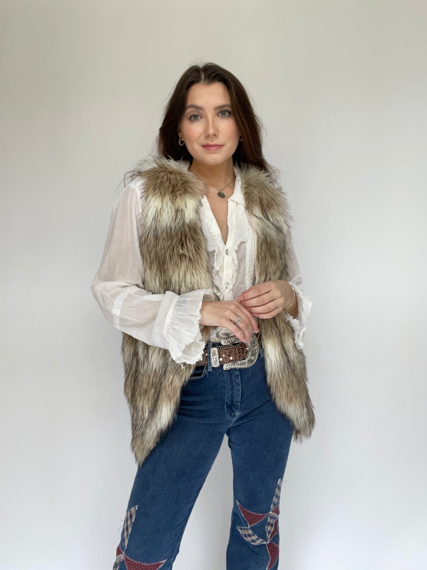 Skies Are Blue Faux Fur Vest - Women’s Size Large