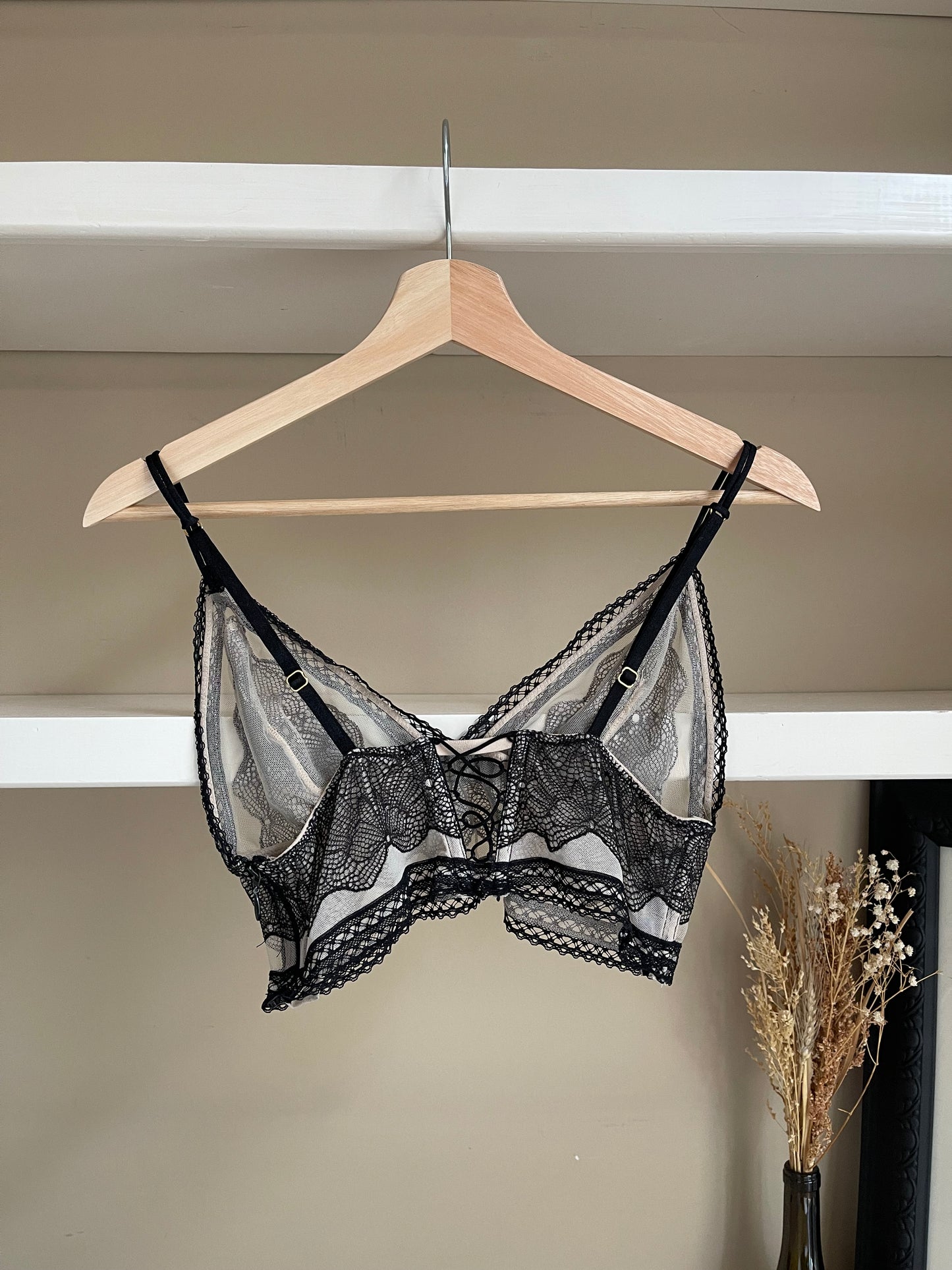 Victoria’s Secret Lace Bralette Black and Cream - Size Medium