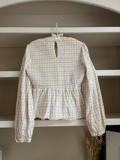 Universal Threads Yellow Plaid Shirred Top - Size Small