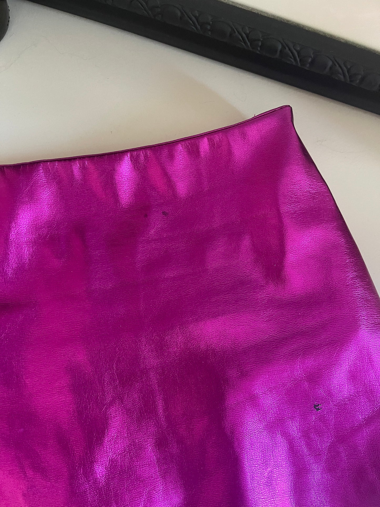 Magenta Metallic Mini Skirt - Size Medium