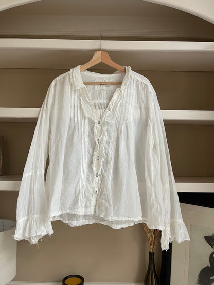 Free People Victorian White Ruffle Blouse - Women’s Size Large