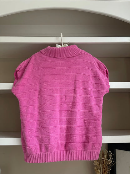 Vintage Turtle Bay Pink Collared Sweater Top - Size Medium