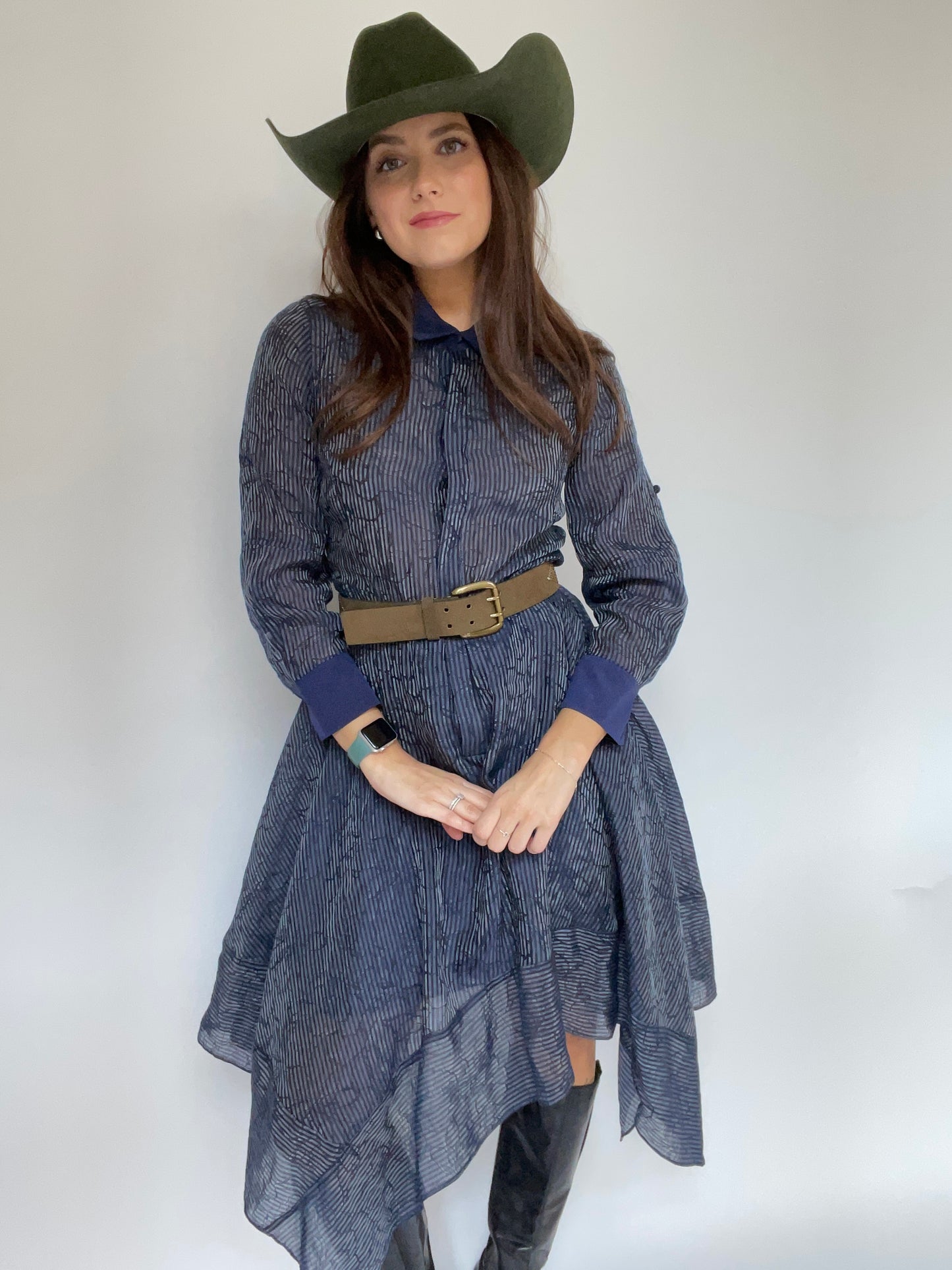 BCBG MAXAZRIA Navy Long Sleeve Asymmetrical Dress West of Vintage BCBG MAXAZRIA Navy Long Sleeve Asymmetrical Dress West of Vintage