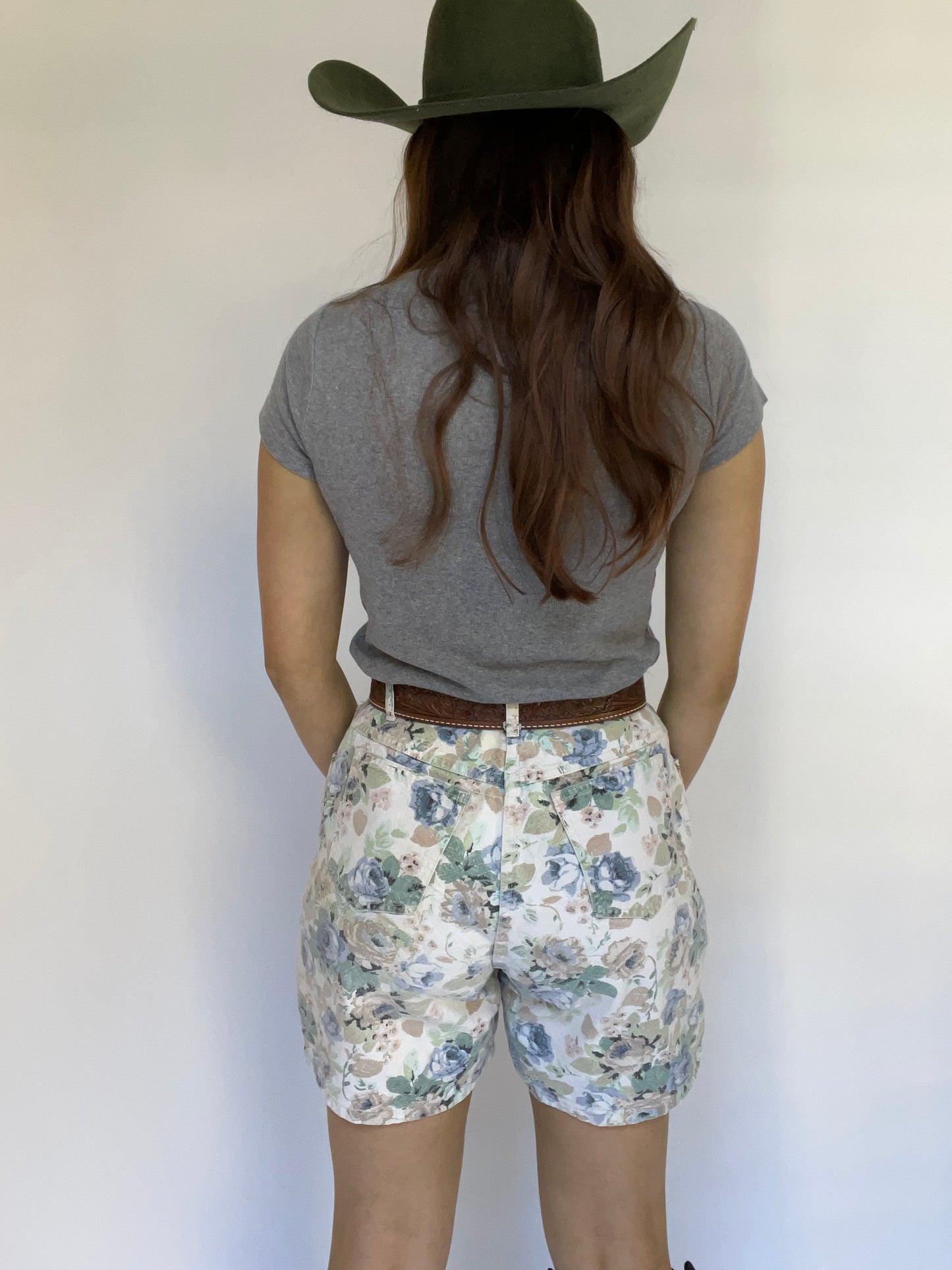 Action West Vintage High Waisted Floral Jean Shorts