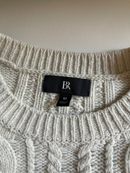 Banana Republic Oatmeal Cable Knit Merino Wool Sweater - Size Medium