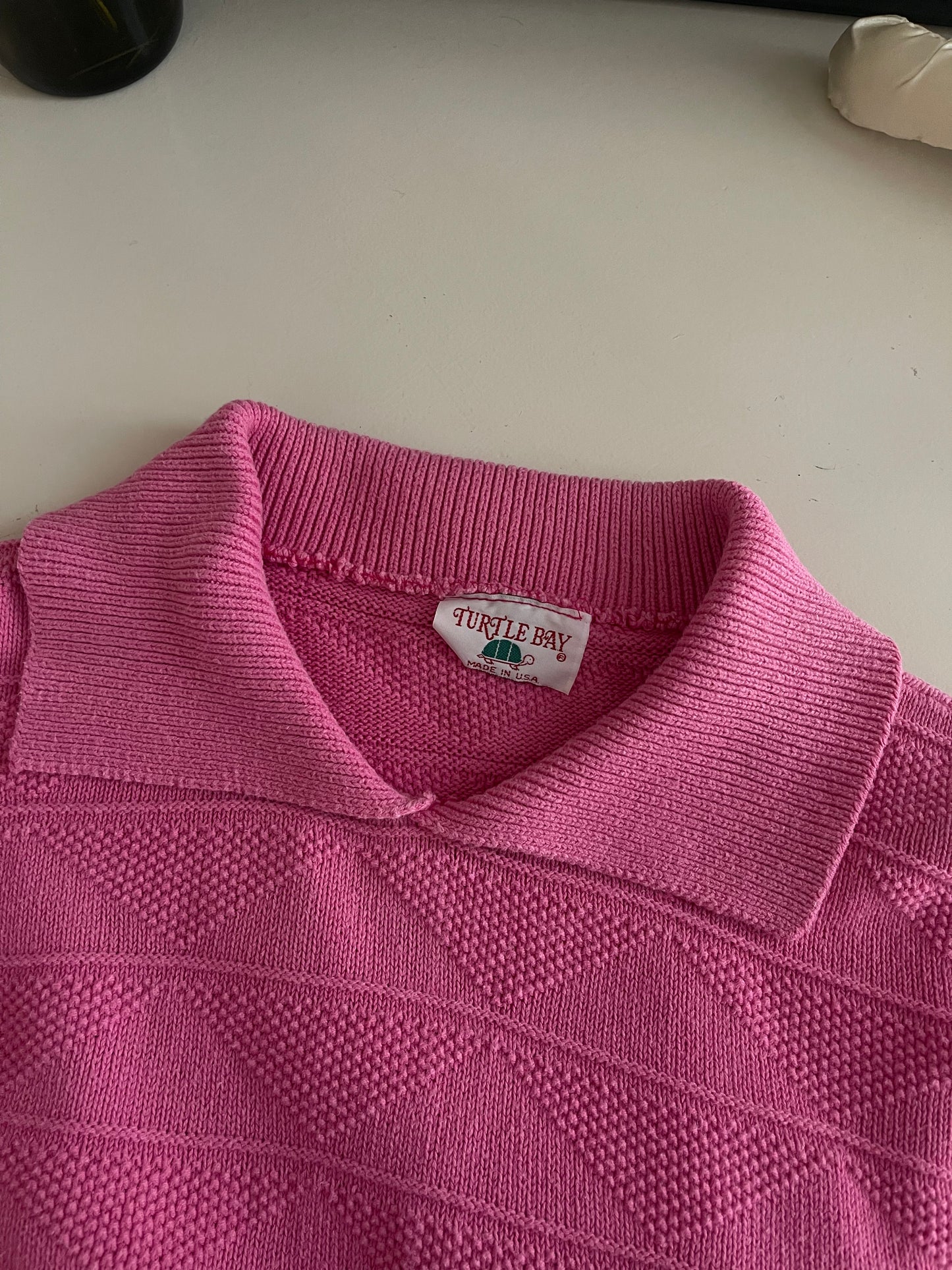 Vintage Turtle Bay Pink Collared Sweater Top - Size Medium