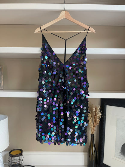 Motel Disco Sequin Halter Mini Dress - Size M