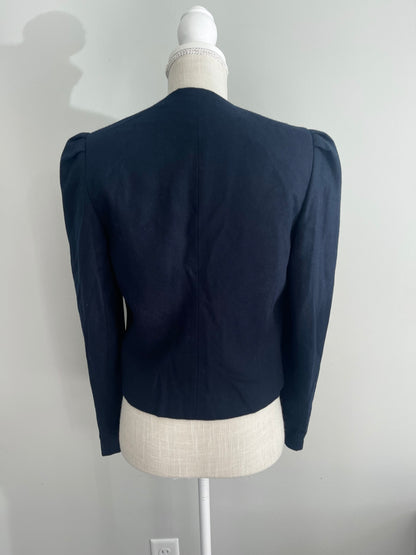 Vintage Ann Stevens Navy Wool Cropped Blazer