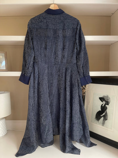 BCBG MAXAZRIA Navy Long Sleeve Asymmetrical Dress