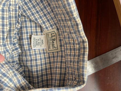 L. L. Bean Vintage Blue and Brown Plaid Button Down