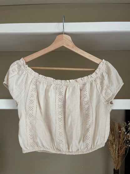 Boho Eyelet Crop Top - Size Small