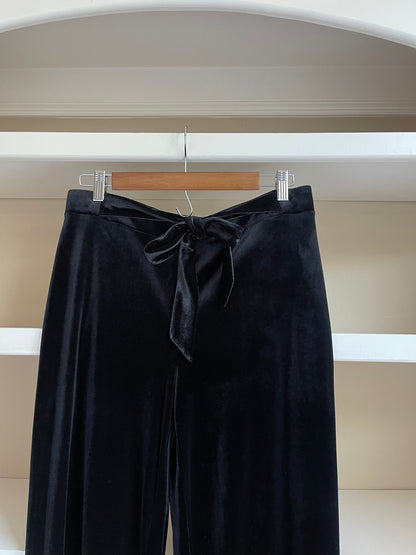 Calvin Klein Black Velvet High Waisted Wide Leg Pants - Size Medium