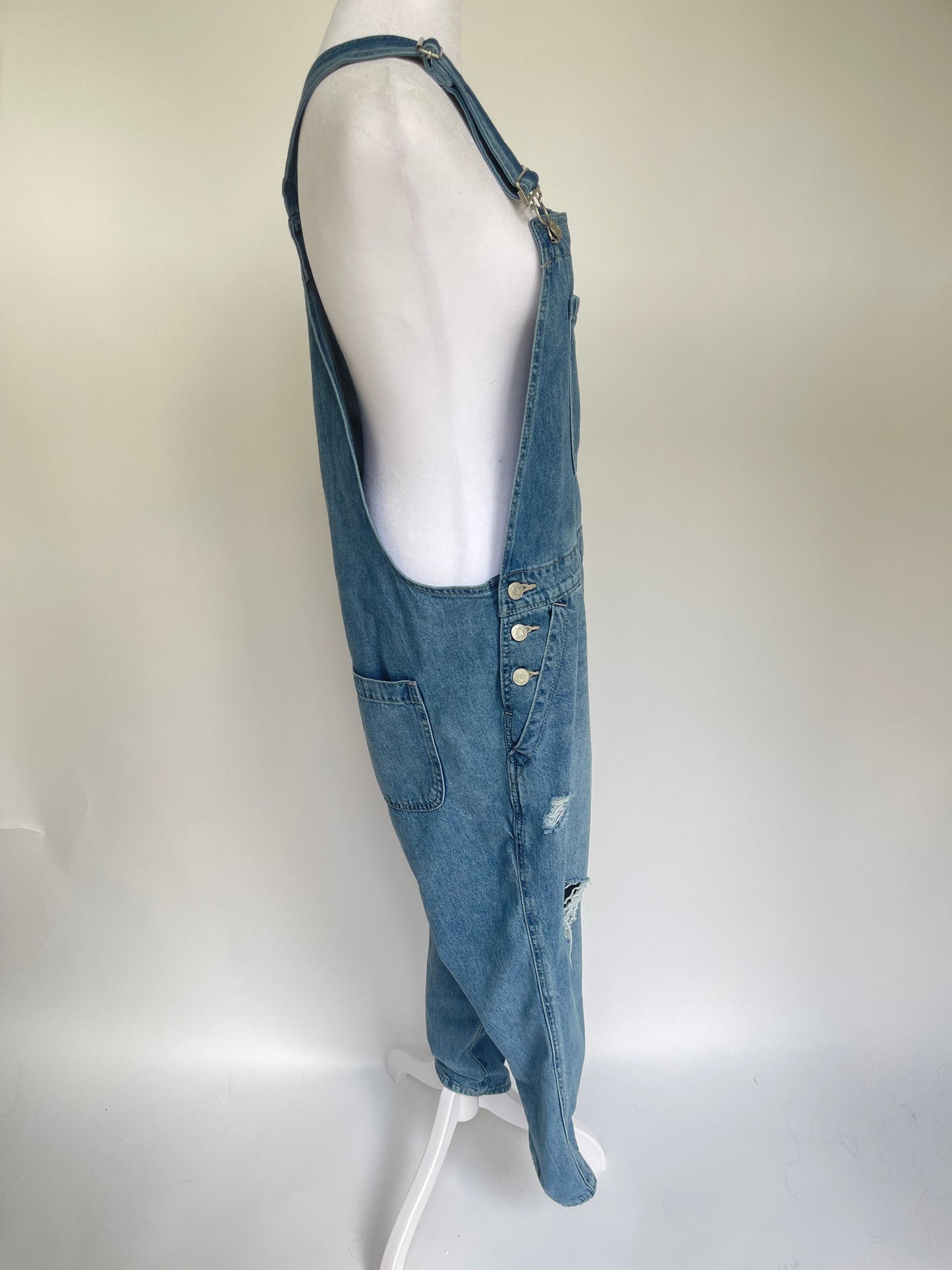 Gap Distressed Overalls - Medium Wash Size M