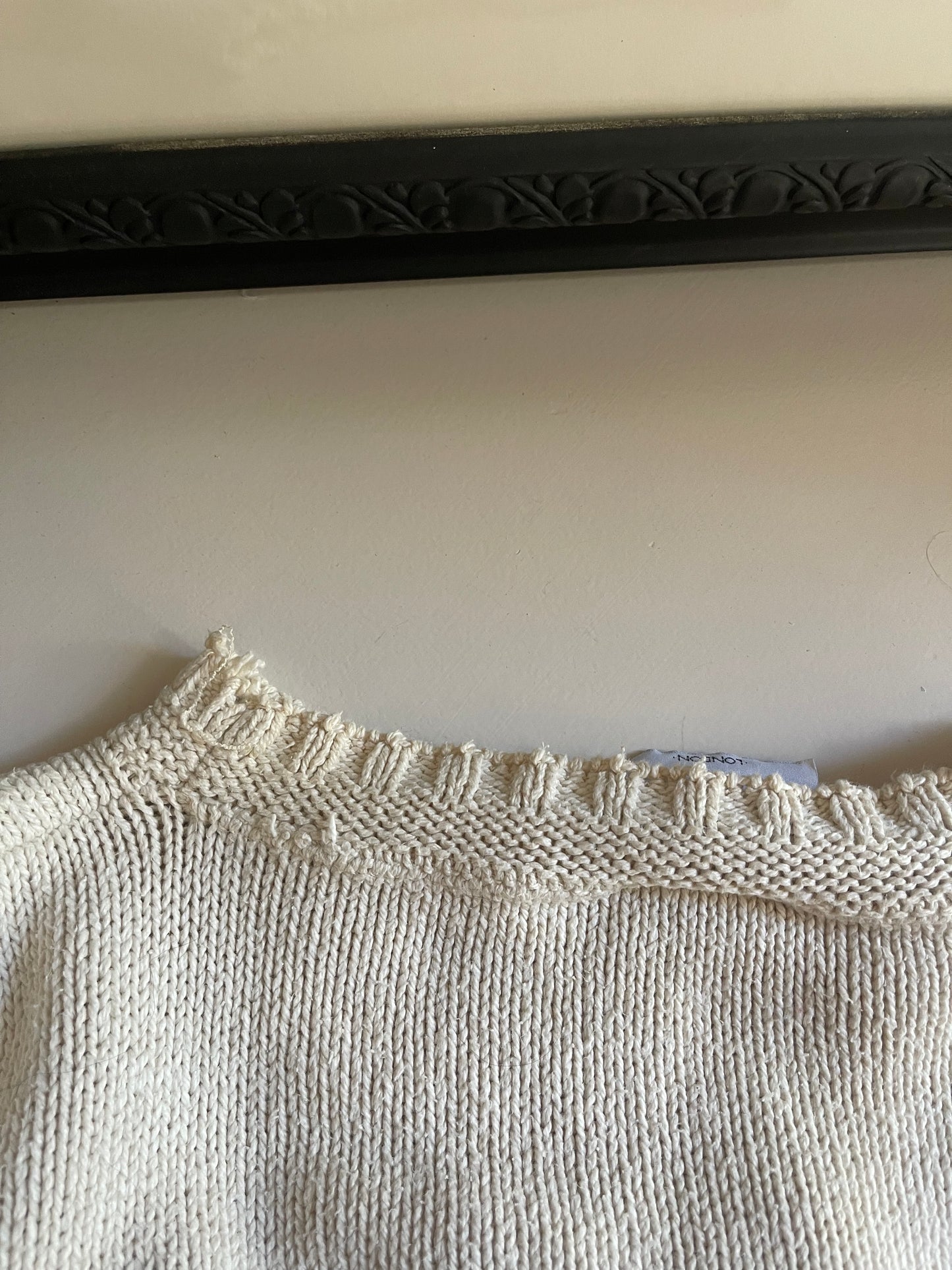 Vintage White Moon Knit Cream Crewneck Sweater