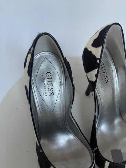 Guess Cow Print Pony Hair 4” Heels - Size 8 1/2