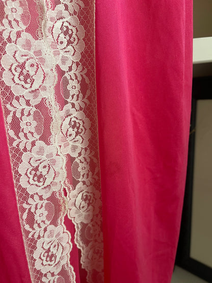 Vintage Barbie Pink Lace Trim Peignoir Robe - Size Medium