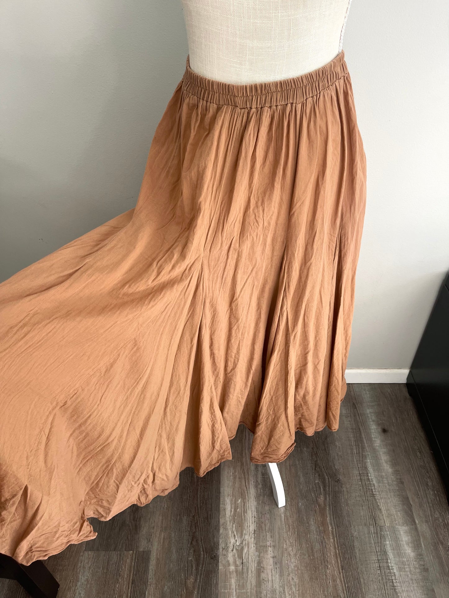 Tan Flowy Maxi Skirt