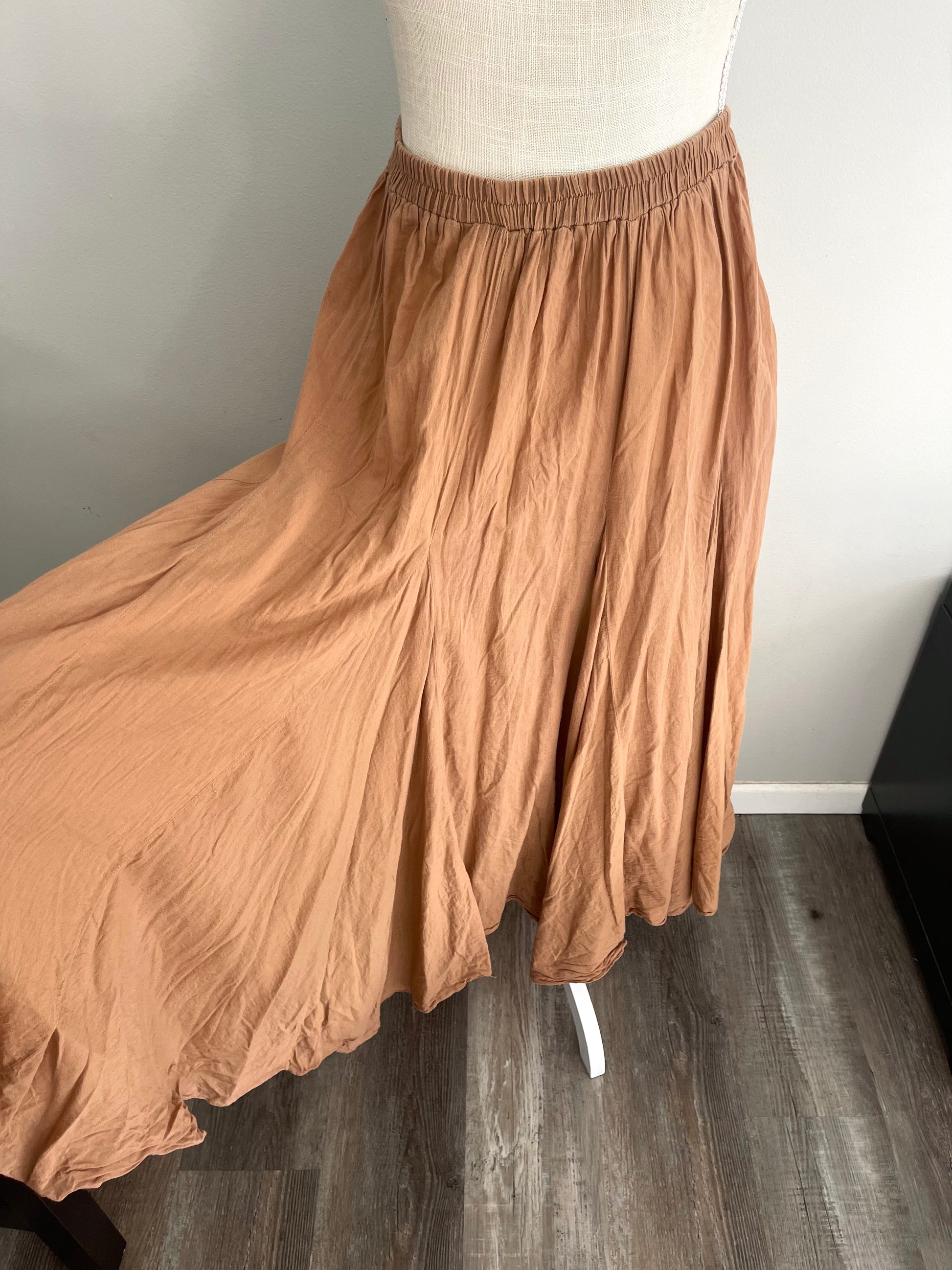 Tan Flowy Maxi Skirt West of Vintage