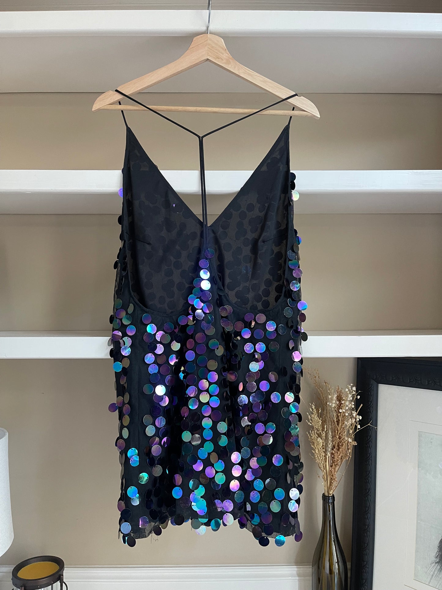 Motel Disco Sequin Halter Mini Dress - Size M