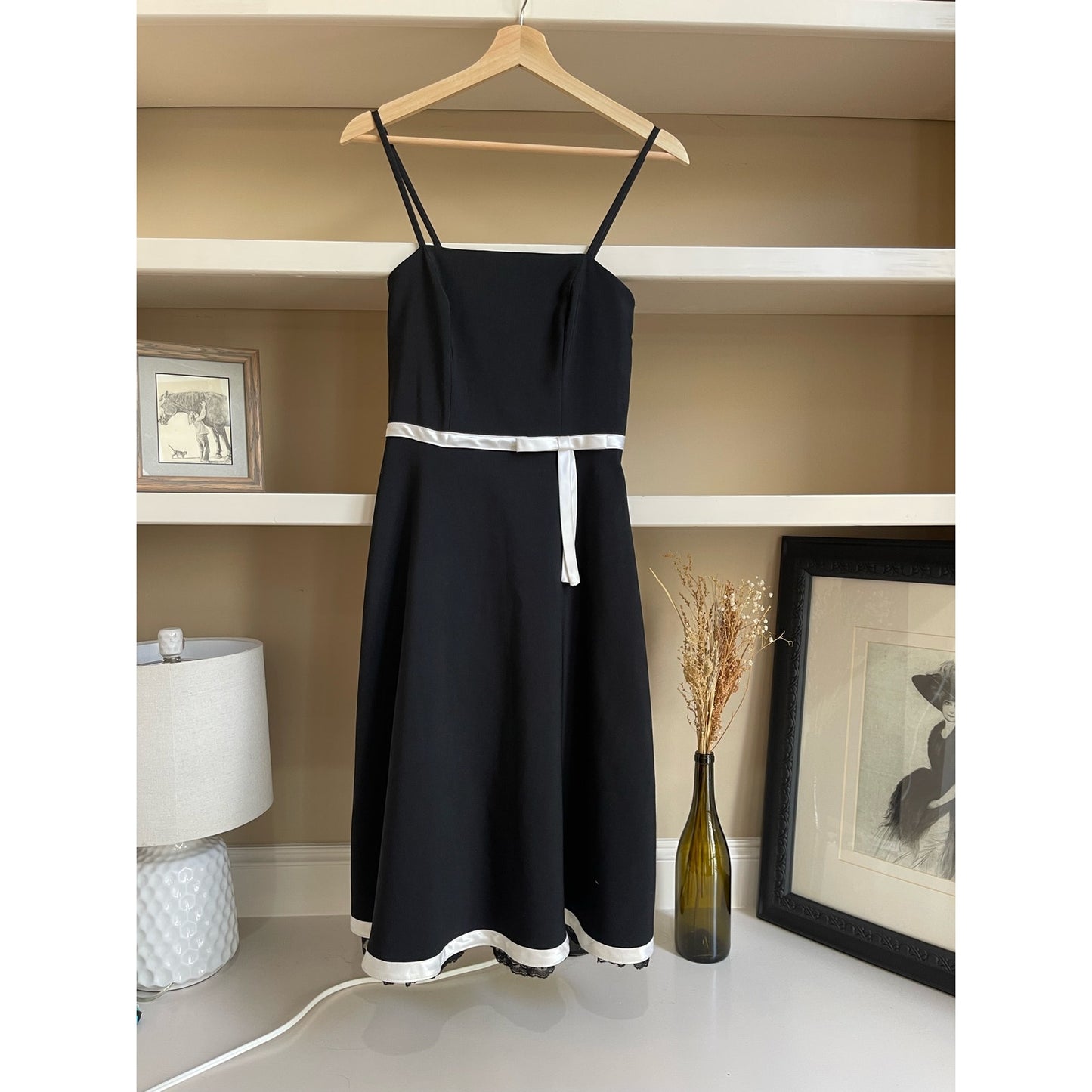 Vintage BCX 90's/Y2K Black and White Midi Dress with Bow and Lace Trim Vintage BCX 90's/Y2K Black and White Midi Dress with Bow and Lace Trim