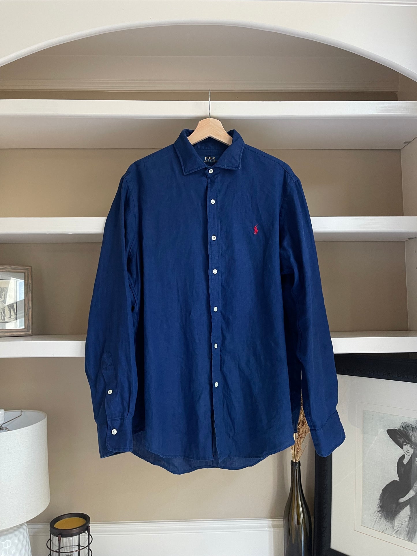 Blue Polo Ralph Lauren Linen Button Down - Size Large