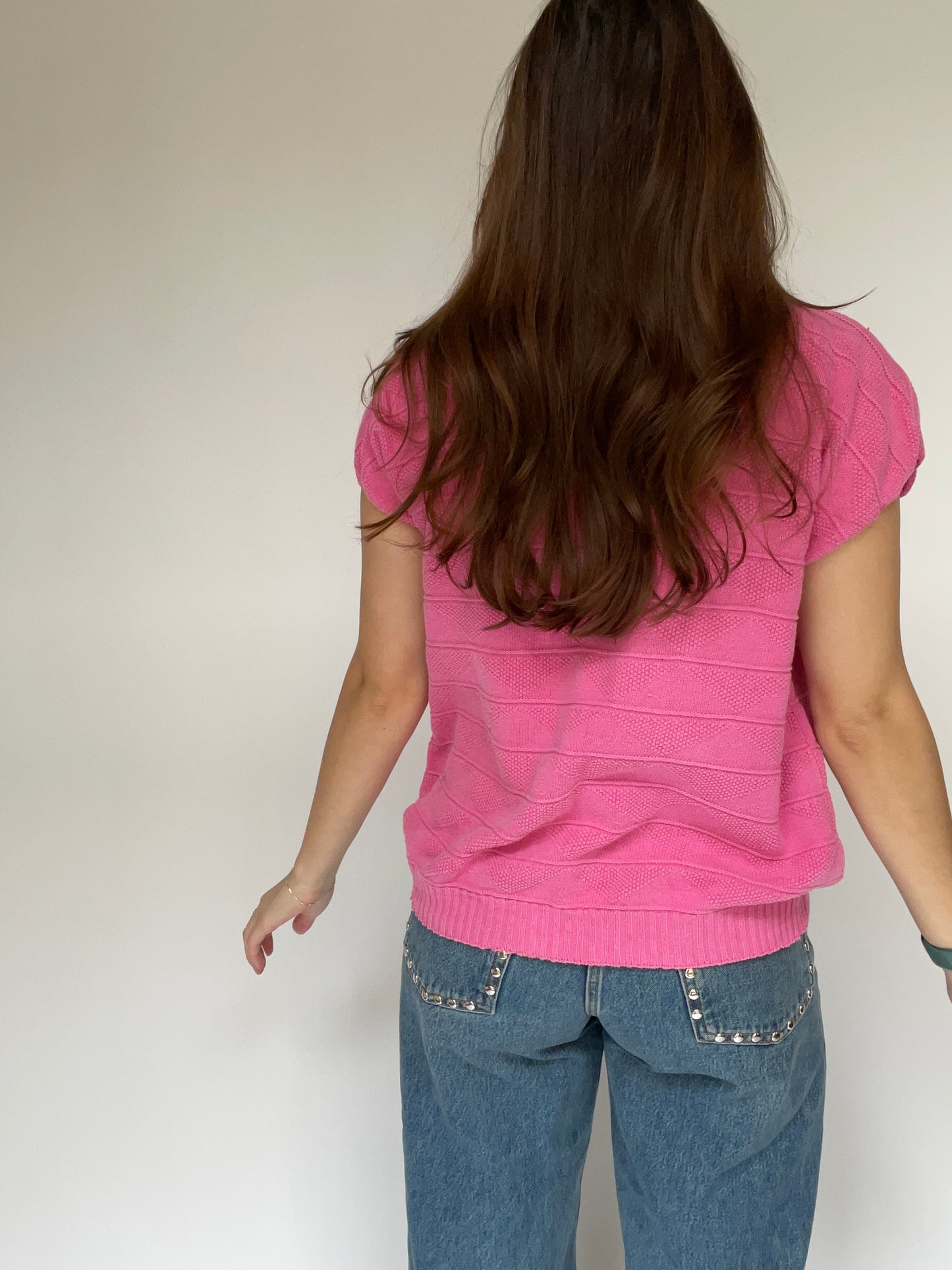 Vintage Turtle Bay Pink Collared Sweater Top - Size Medium