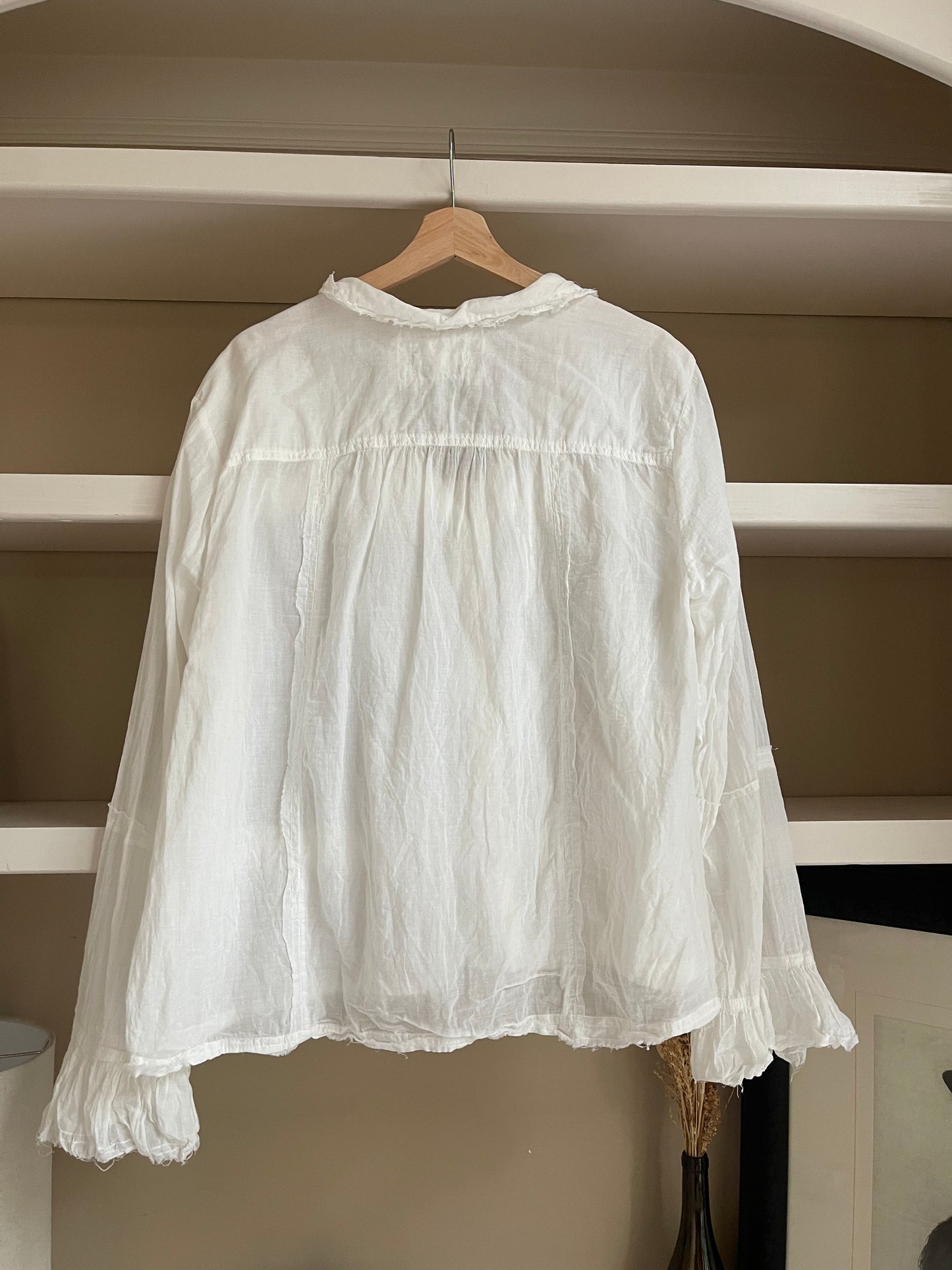 Free People Victorian White Ruffle Blouse - Women’s Size Large