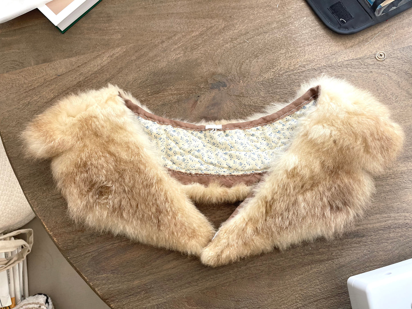 Mary Quilt Jacket with Genuine Fur Collar - Handmade