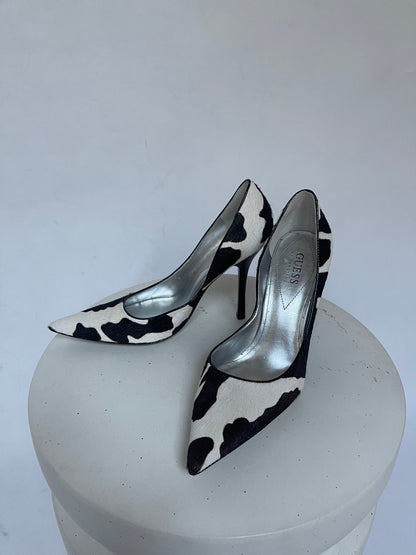 Guess Cow Print Pony Hair 4” Heels - Size 8 1/2