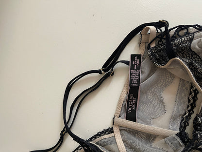 Victoria’s Secret Lace Bralette Black and Cream - Size Medium