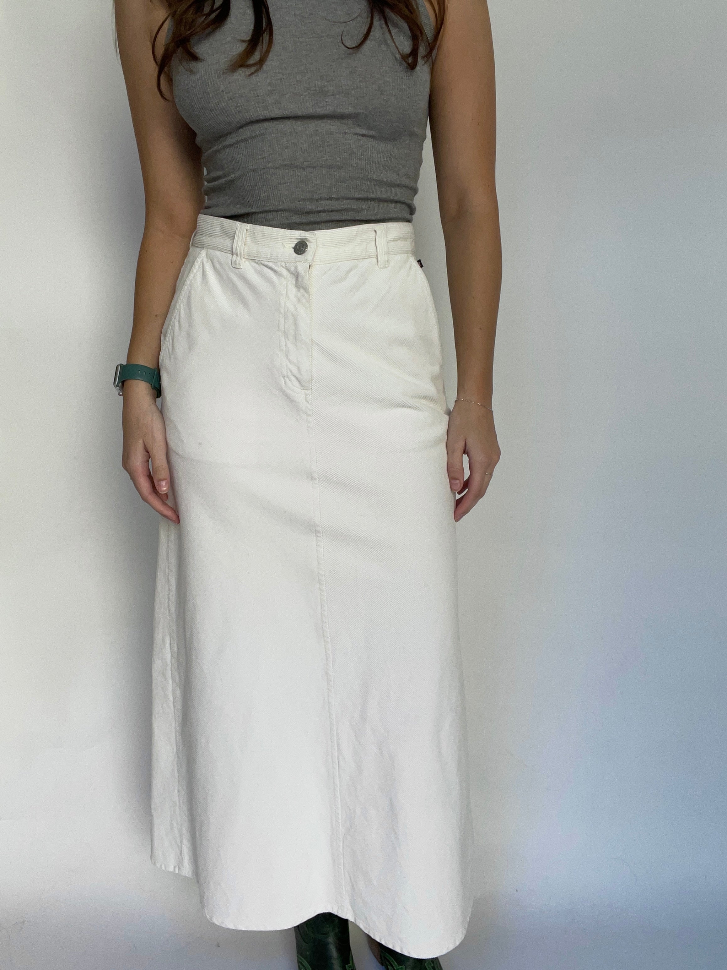 Ralph Lauren White Corduroy Maxi Skirt Size 4 4