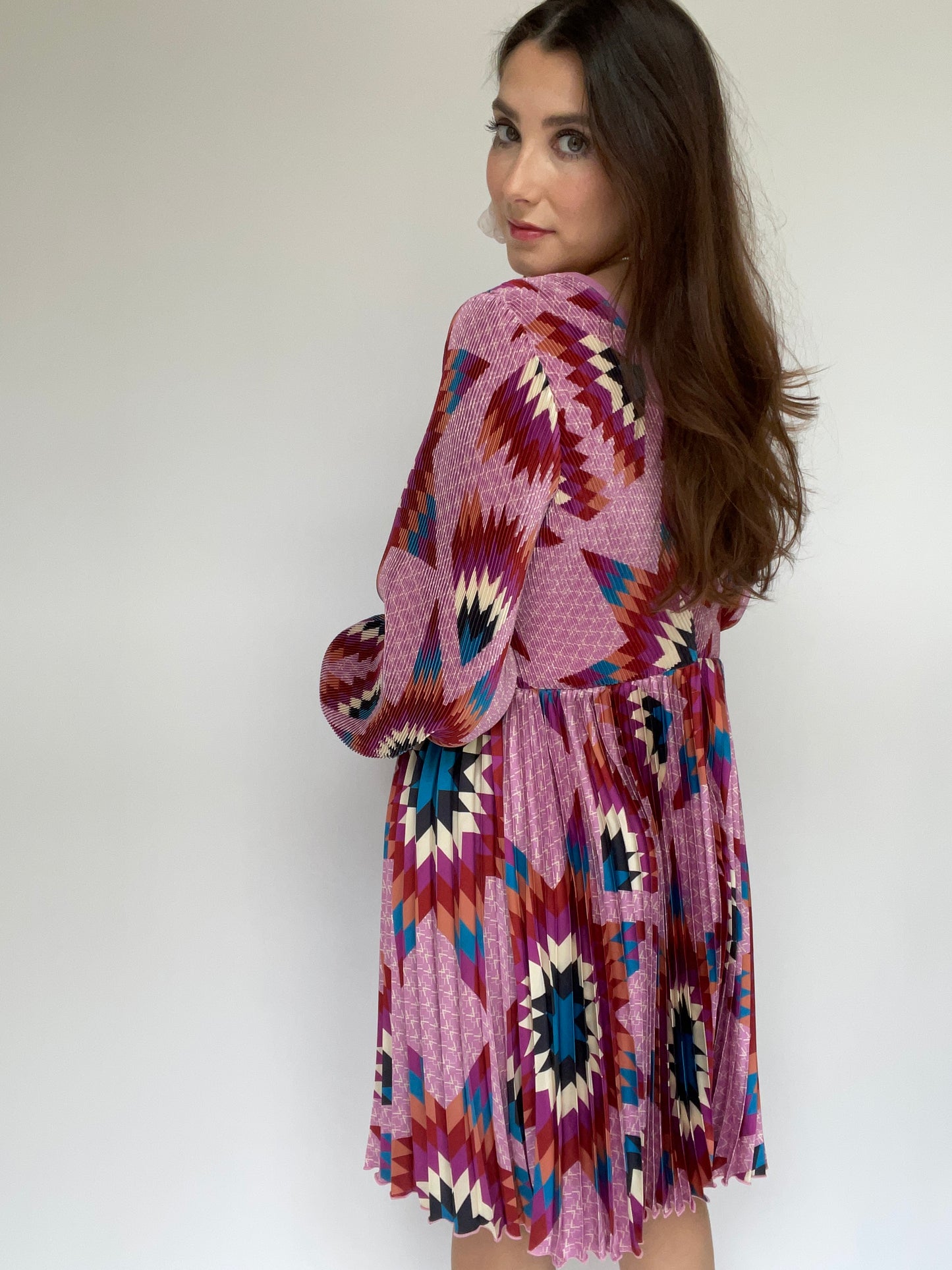 B. Yellowtail Purple Aztec Long Sleeve Dress - Size XL