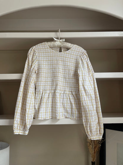 Universal Threads Yellow Plaid Shirred Top - Size Small