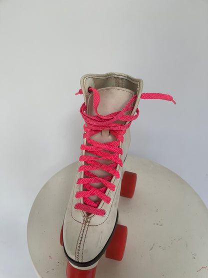 Vintage RollerDerby Pink and White Rollerskates - Size 7