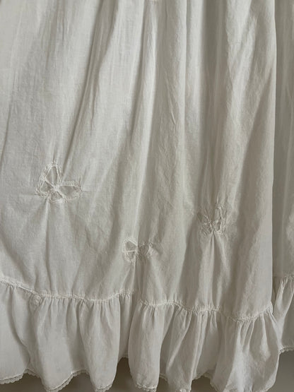 Vintage Sayburry White Butterfly Asymmetrical Hem Maxi Nightgown Slip- Size Small