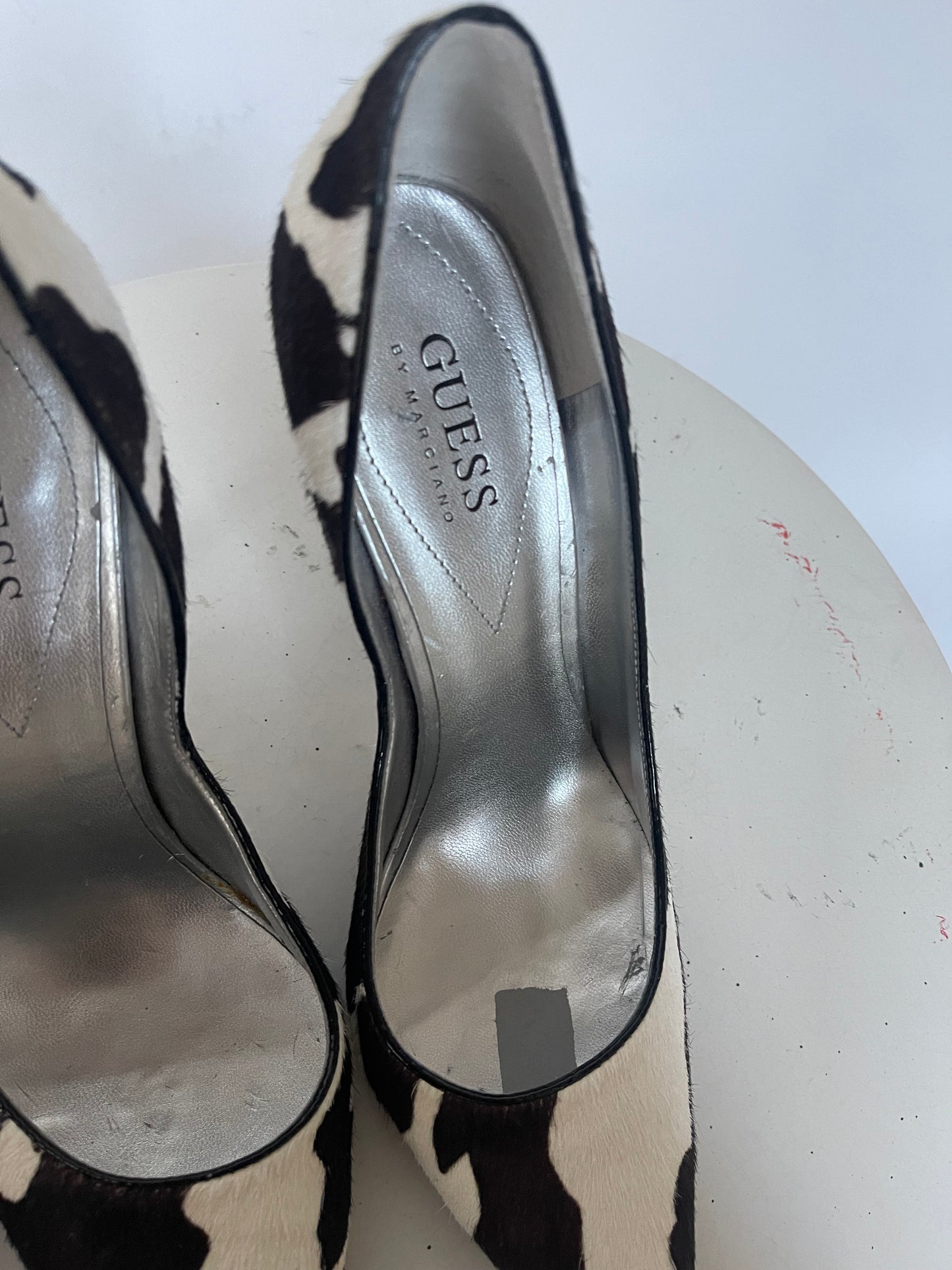 Guess Cow Print Pony Hair 4” Heels - Size 8 1/2