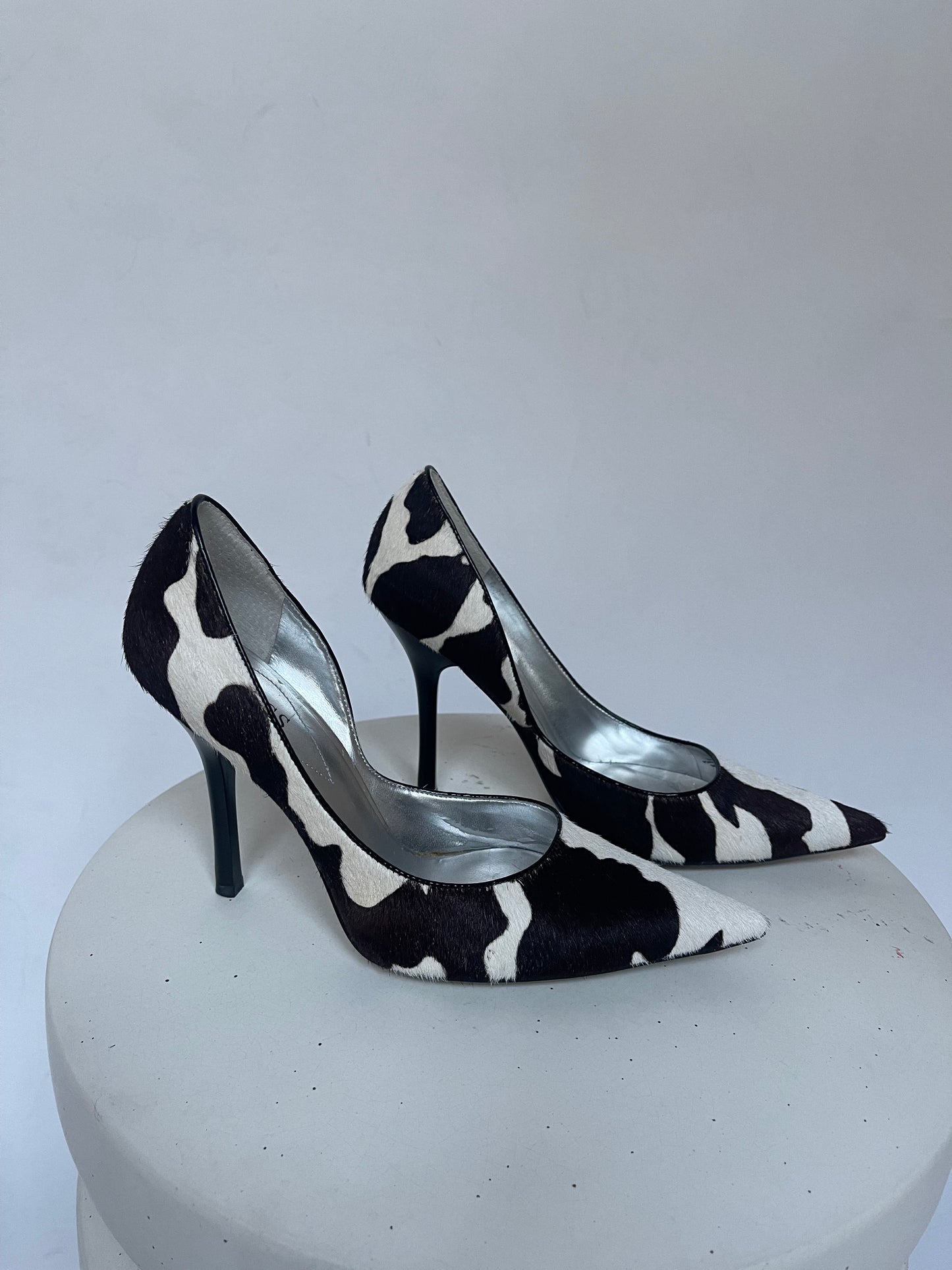 Guess Cow Print Pony Hair 4” Heels - Size 8 1/2