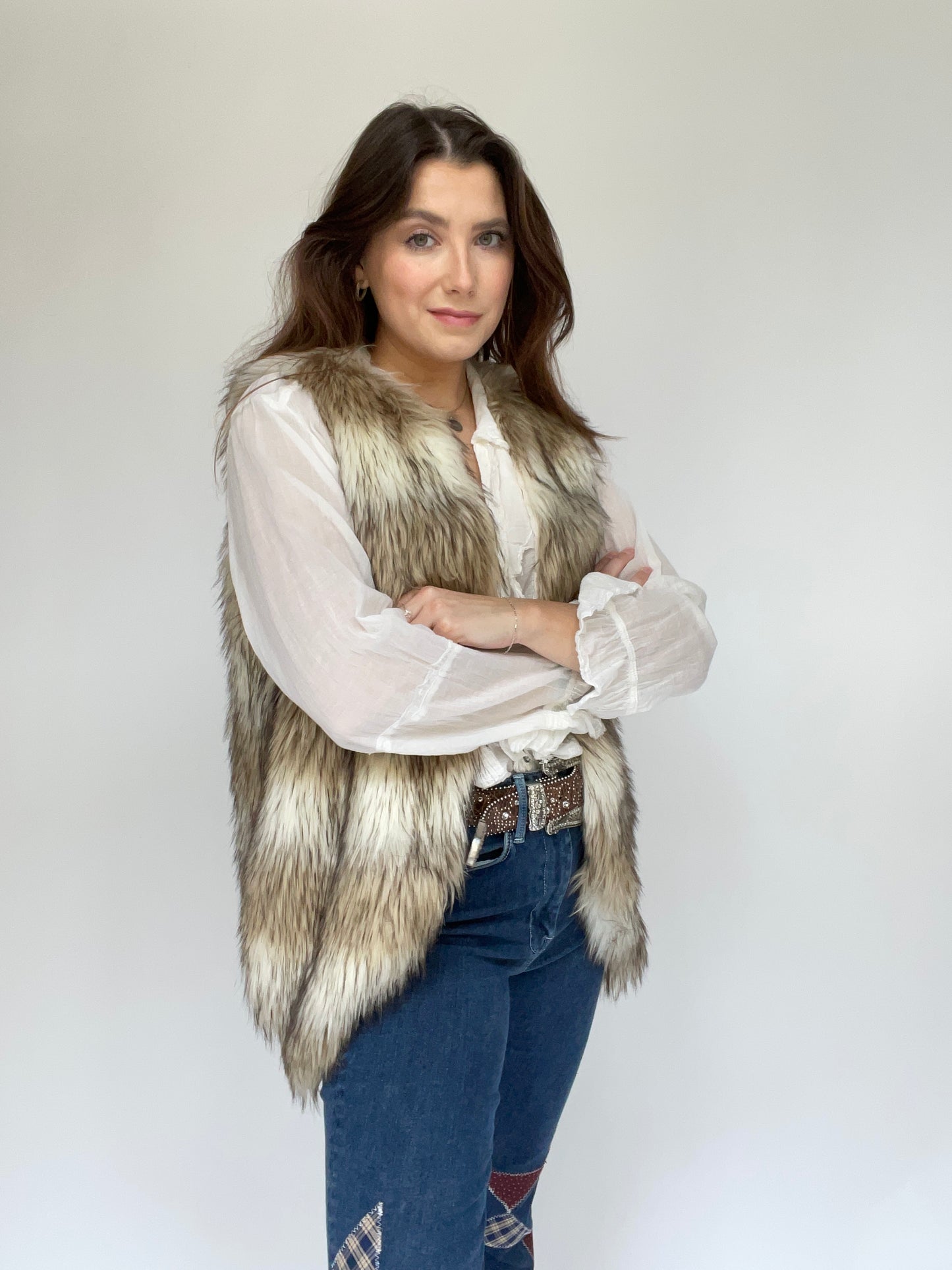 Skies Are Blue Faux Fur Vest - Women’s Size Large