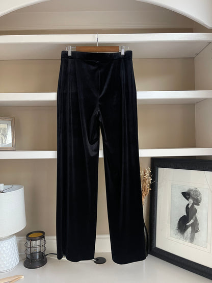 Calvin Klein Black Velvet High Waisted Wide Leg Pants - Size Medium