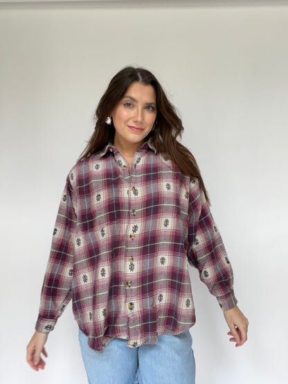 Vintage Southwest Flannel Red and Blue - Size XL