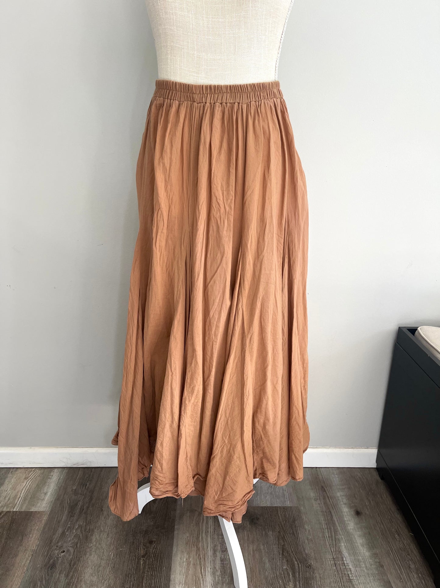 Tan Flowy Maxi Skirt