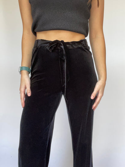 Calvin Klein Black Velvet High Waisted Wide Leg Pants - Size Medium